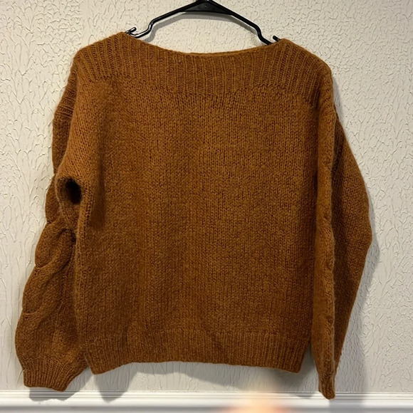 Madewell Saddle Brown boatneck cable knit sweater size small - Picture 5 of 12